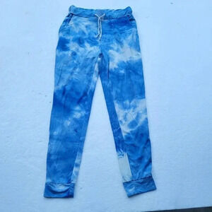 NWOT SRX Active Women's Blue Tie Dye Jogger Sweat Pants Stretch Size L